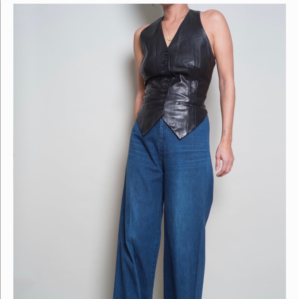 Vintage OMO Norma Kamli Black leather vest